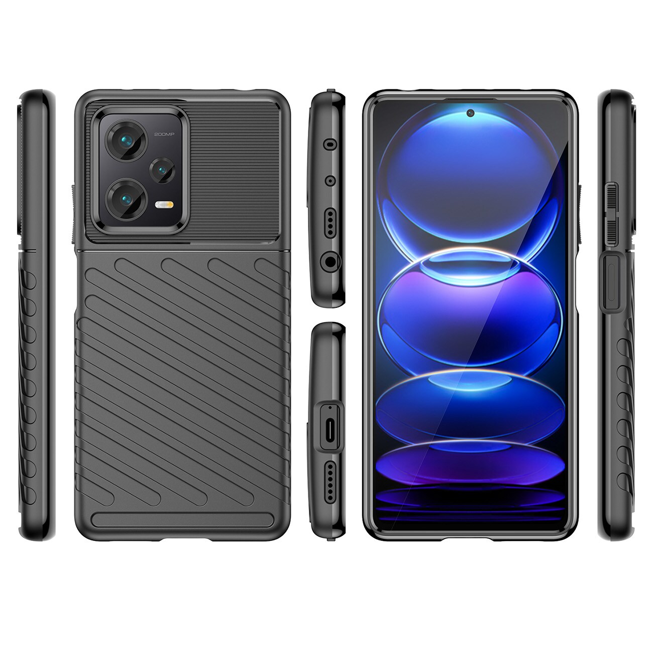 Thunder Case-etui til Xiaomi Redmi Note 12 Pro+ silikonepanseretui sort