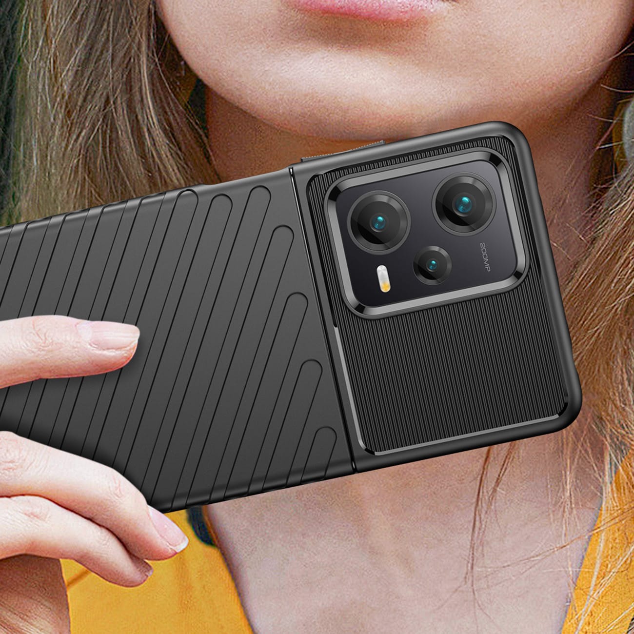 Thunder Case-etui til Xiaomi Redmi Note 12 Pro+ silikonepanseretui sort