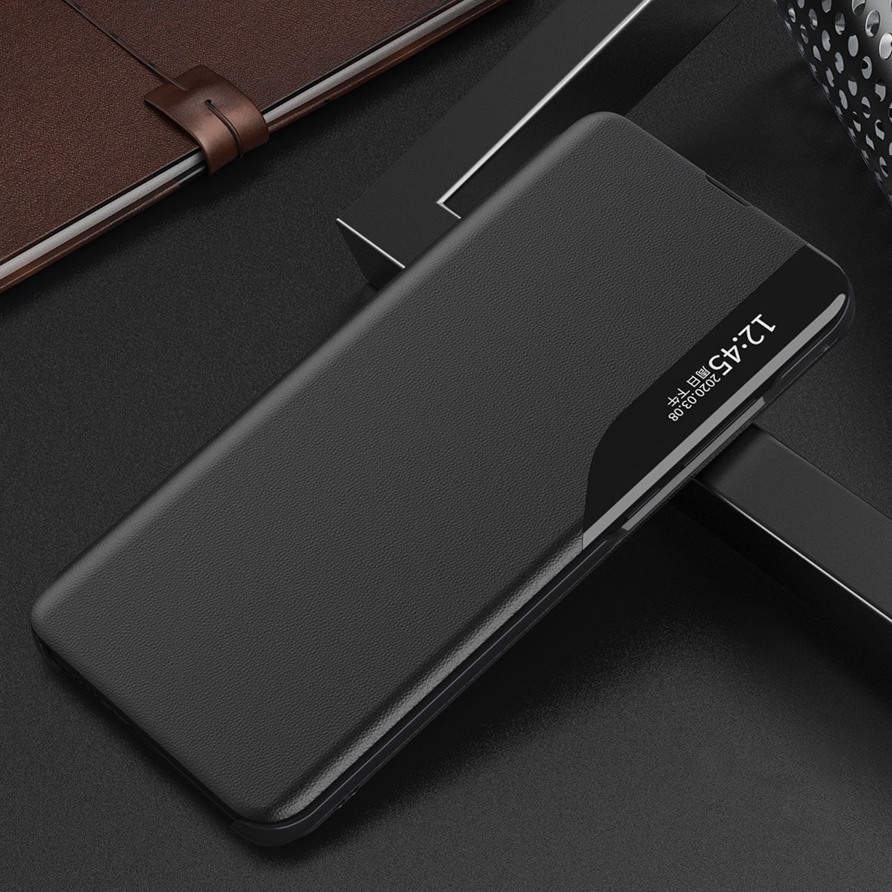 Eco Leather View Fodral för Samsung Galaxy A24 4G med flipstativ blå