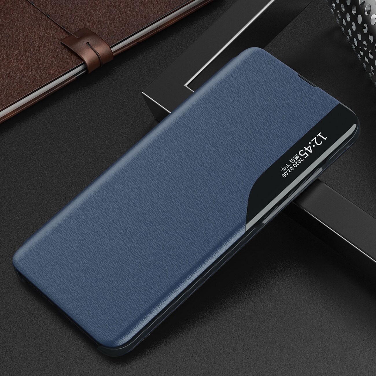 Eco Leather View Fodral för Samsung Galaxy A24 4G med flipstativ blå