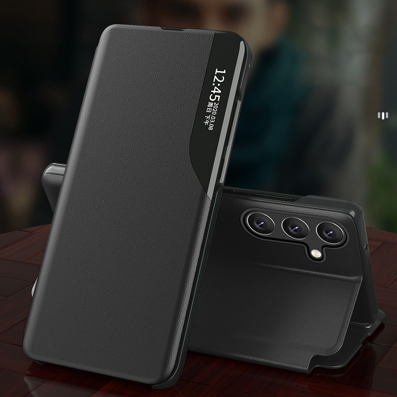 Eco Leather View Fodral för Samsung Galaxy A24 4G med flipstativ blå