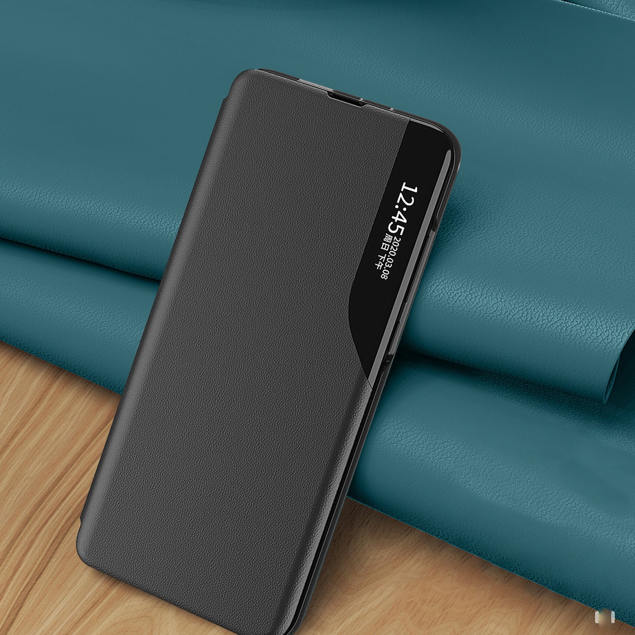 Eco Leather View Case cover til Samsung Galaxy A24 4G med flipstativ sort