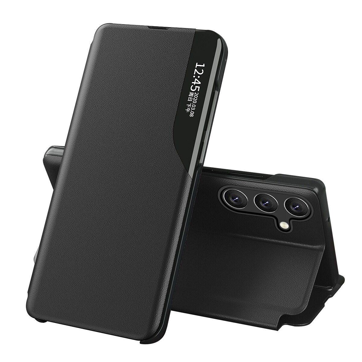 Eco Leather View Case cover til Samsung Galaxy A24 4G med flipstativ sort
