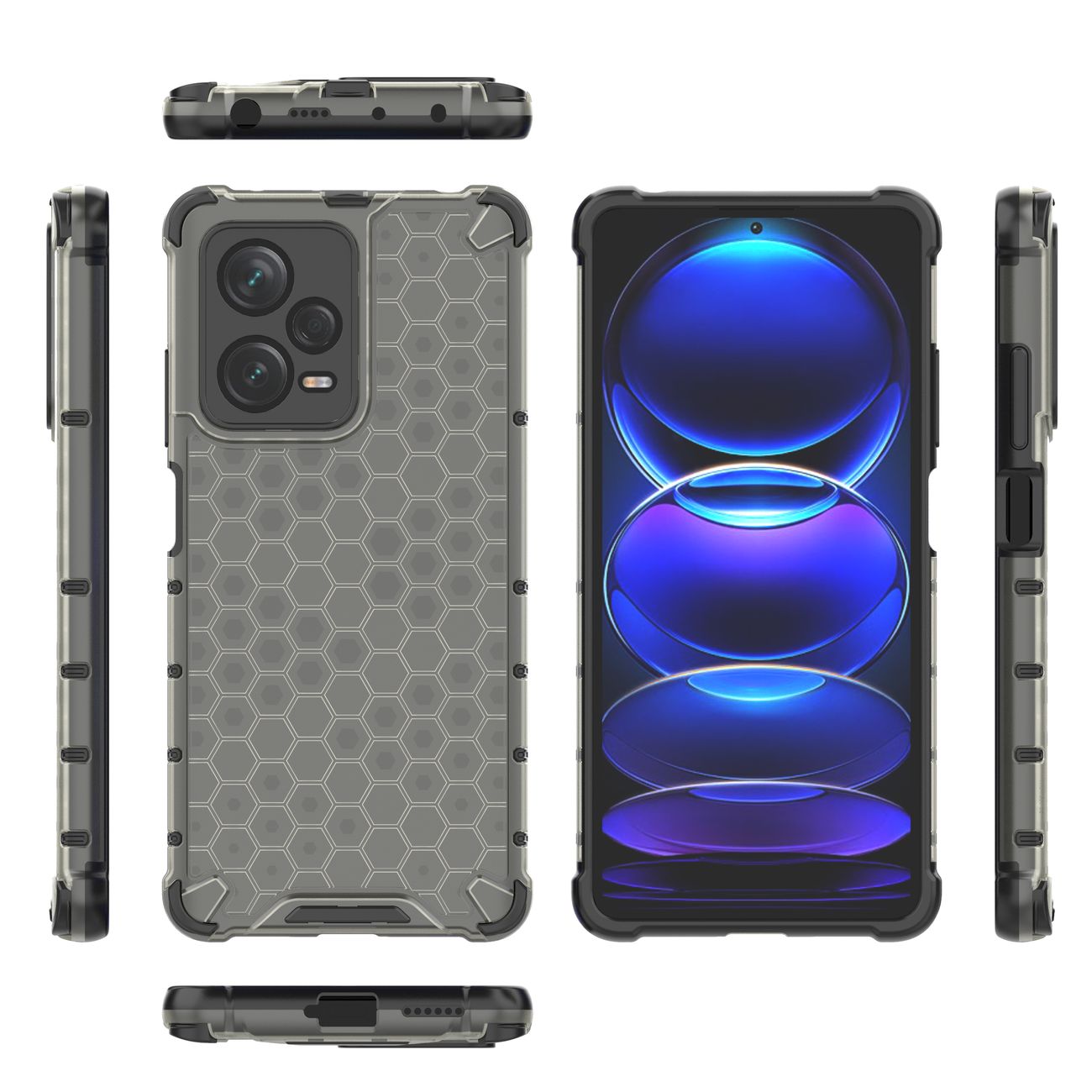 Honeycomb-etui til Xiaomi Redmi Note 12 Pro+ pansret hybridcover sort