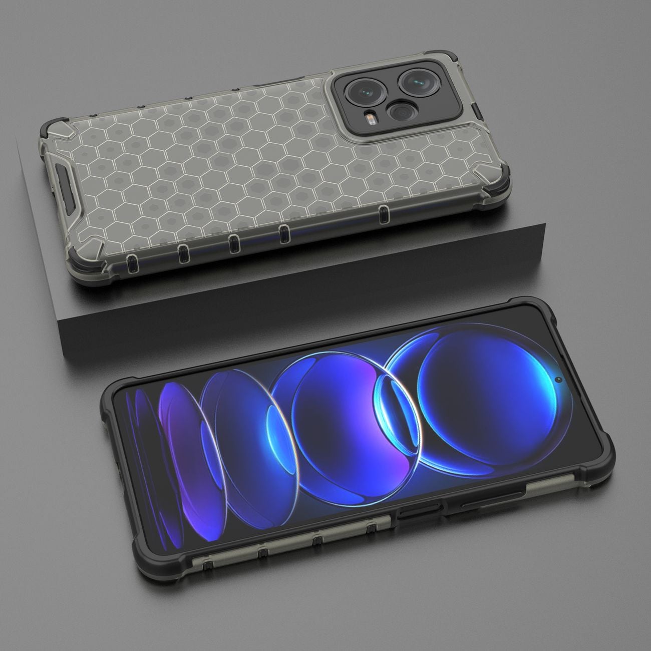 Honeycomb-etui til Xiaomi Redmi Note 12 Pro+ pansret hybridcover sort