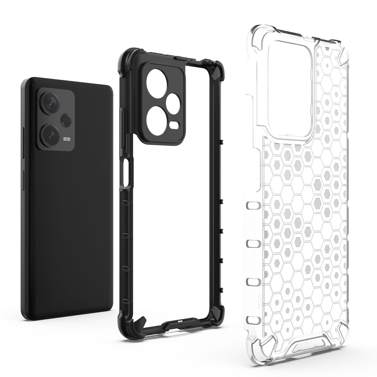 Honeycomb-etui til Xiaomi Redmi Note 12 Pro+ pansret hybridcover sort