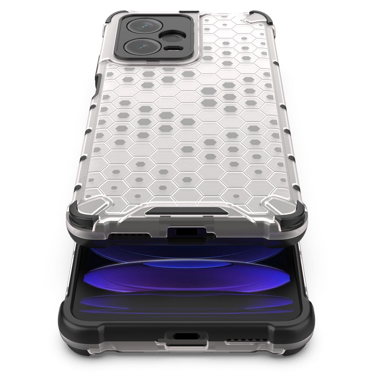 Honeycomb-etui til Xiaomi Redmi Note 12 Pro+ pansret hybridcover sort