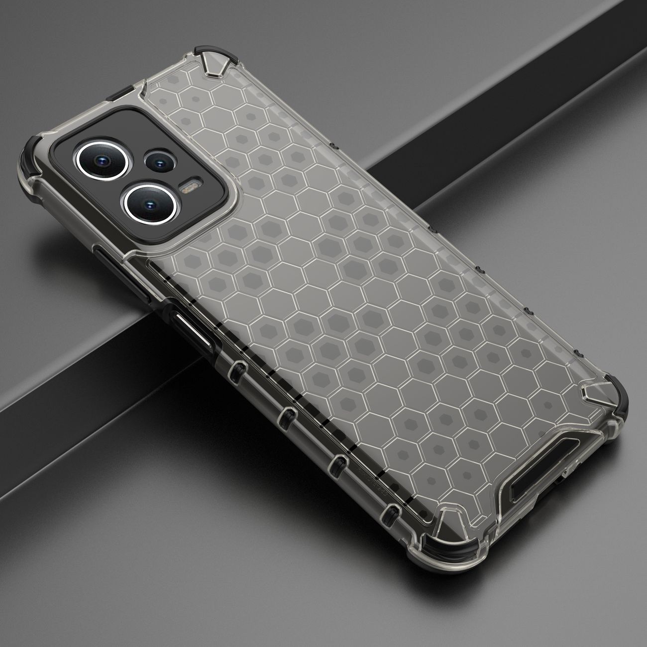 Honeycomb-etui til Xiaomi Redmi Note 12 5G / Poco X5 5G pansret hybridcover sort