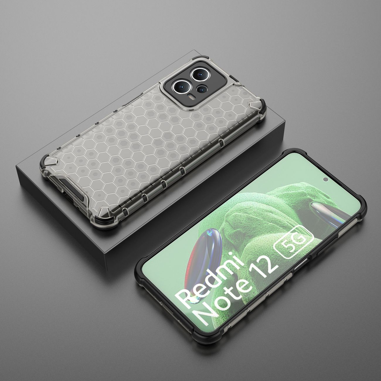 Honeycomb-etui til Xiaomi Redmi Note 12 5G / Poco X5 5G pansret hybridcover sort