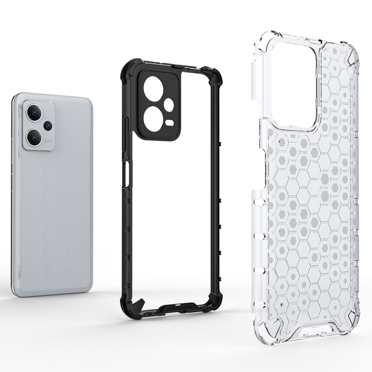 Honeycomb-etui til Xiaomi Redmi Note 12 5G / Poco X5 5G pansret hybridcover sort