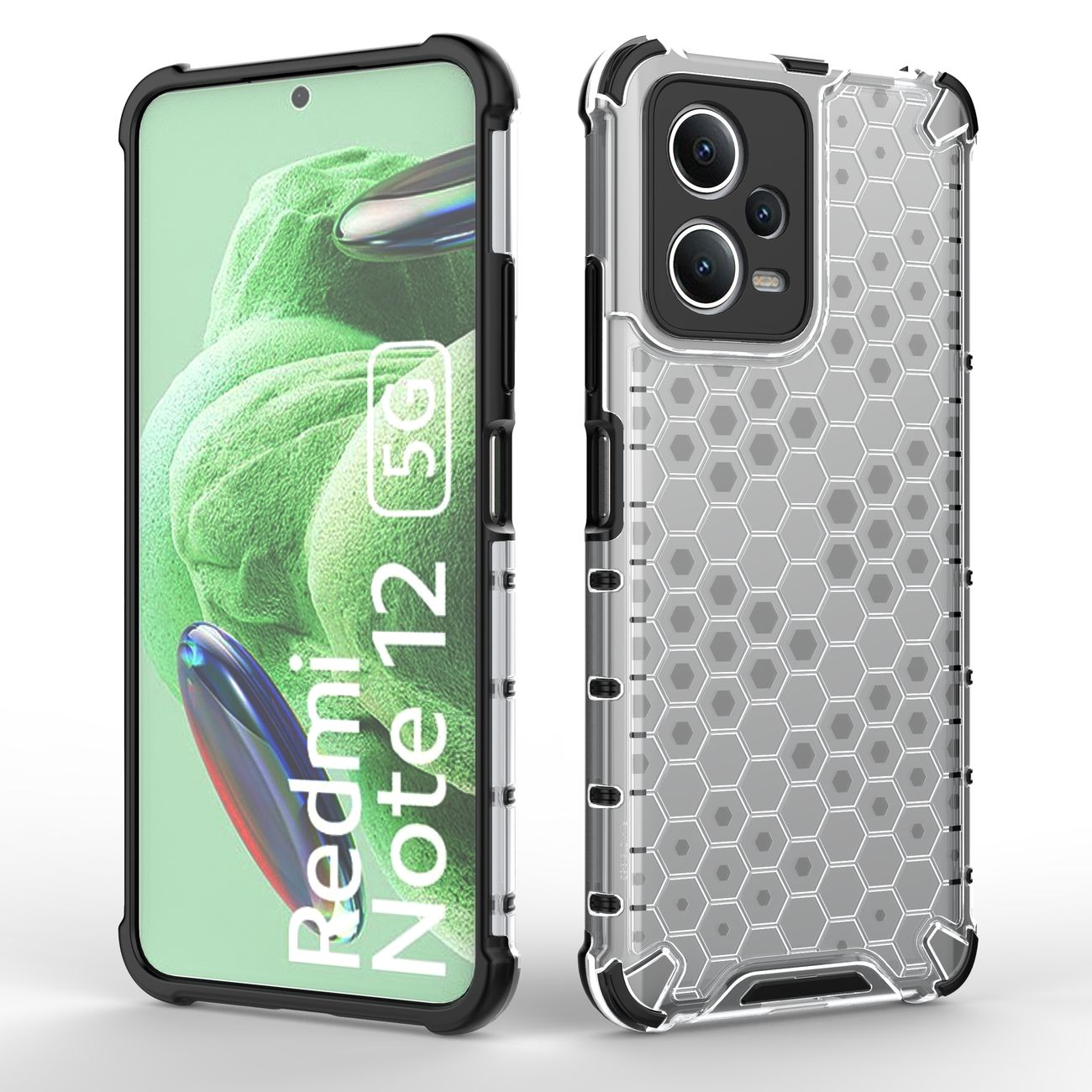 Honeycomb-etui til Xiaomi Redmi Note 12 5G / Poco X5 5G pansret hybridcover sort