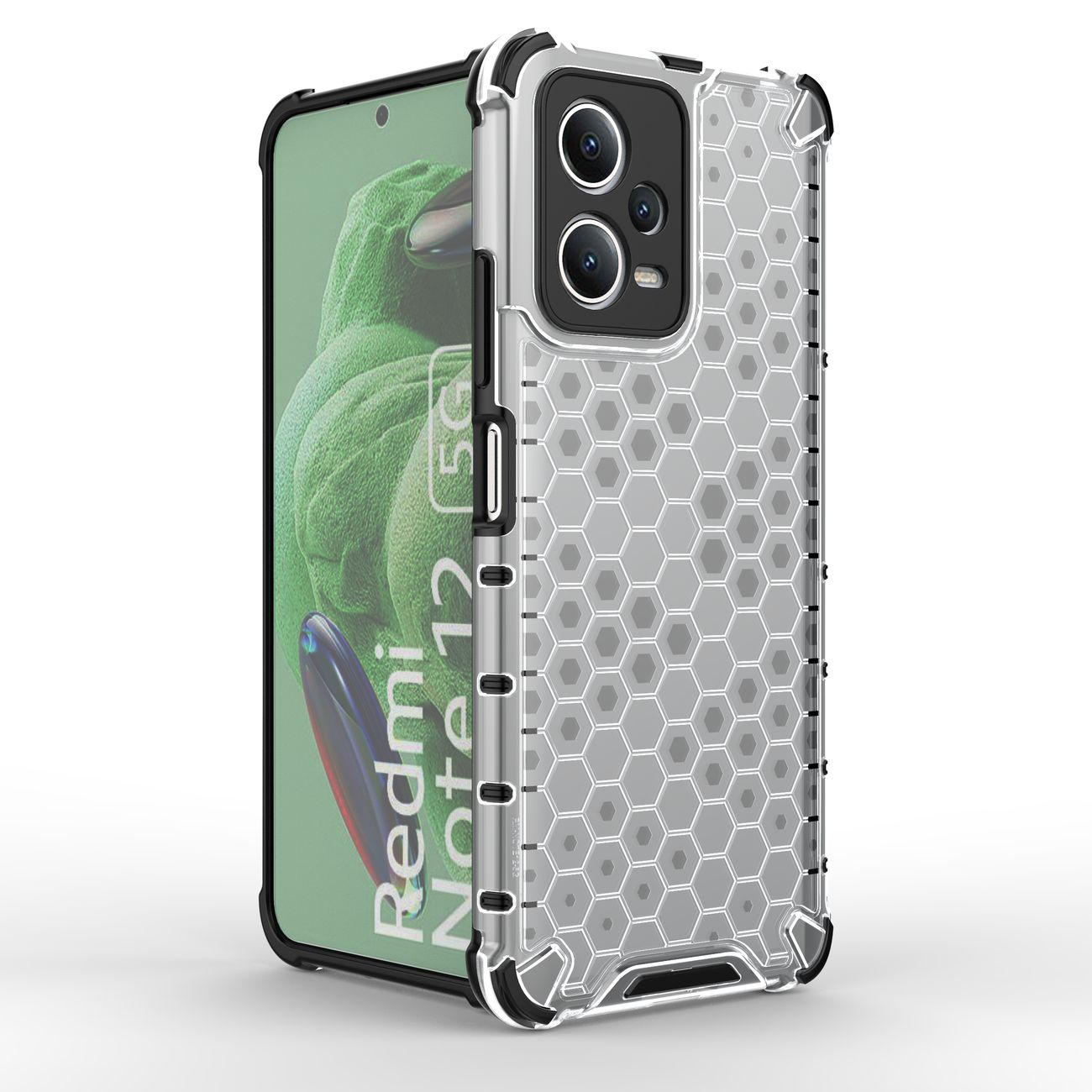 Honeycomb-etui til Xiaomi Redmi Note 12 5G / Poco X5 5G pansret hybridcover sort