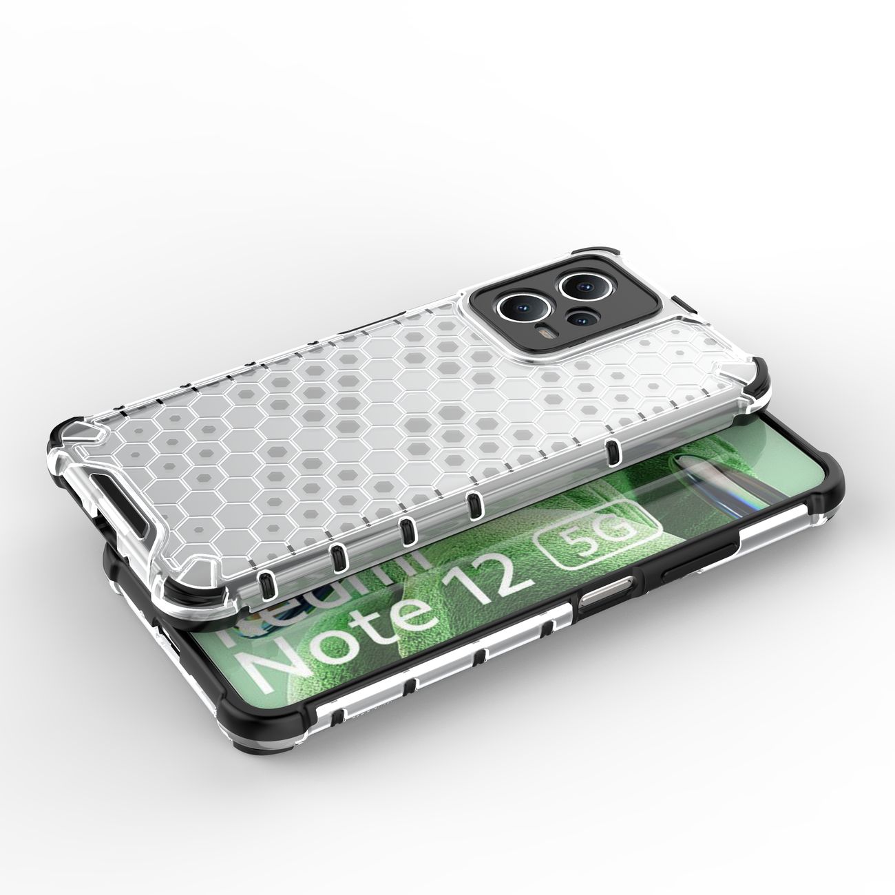 Honeycomb-etui til Xiaomi Redmi Note 12 5G / Poco X5 5G pansret hybridcover sort