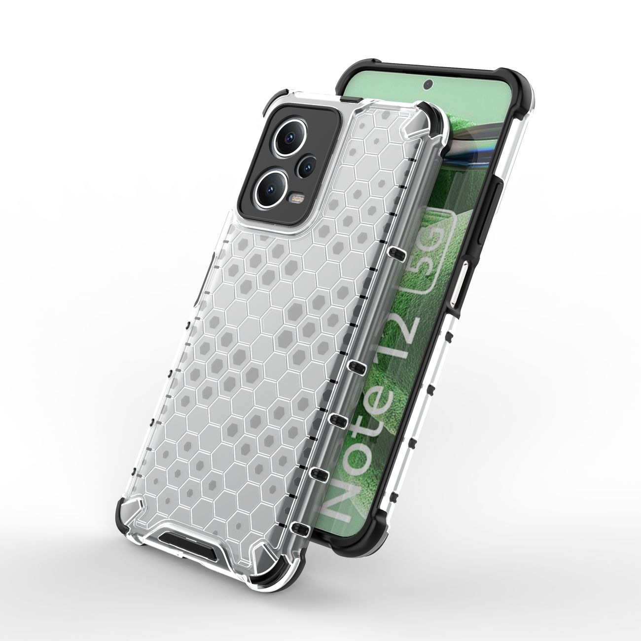 Honeycomb-etui til Xiaomi Redmi Note 12 5G / Poco X5 5G pansret hybridcover sort