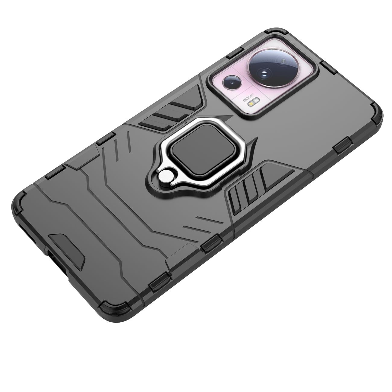 Ring Armor etui til Xiaomi 13 Lite panserdæksel magnetisk holder ring sort