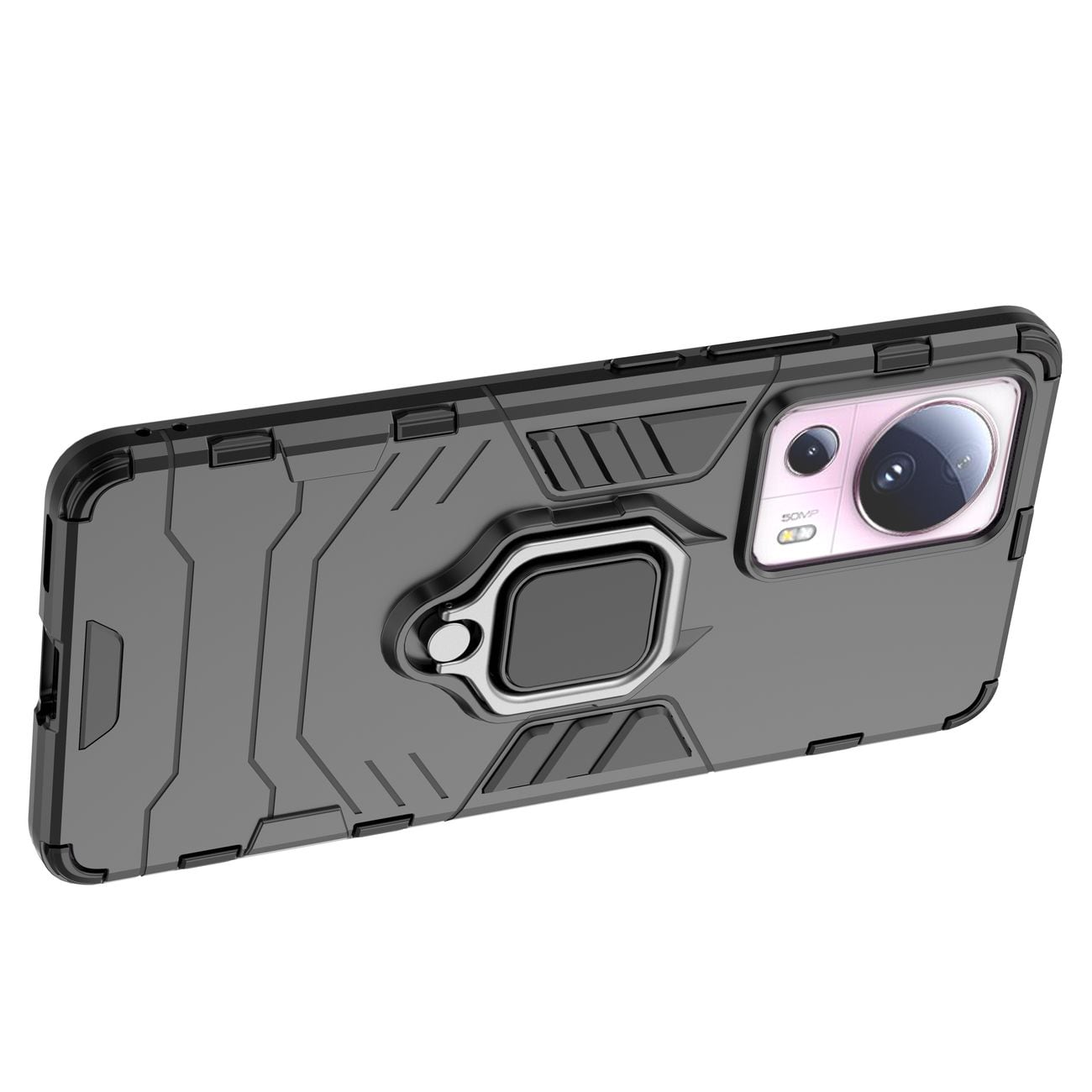 Ring Armor etui til Xiaomi 13 Lite panserdæksel magnetisk holder ring sort