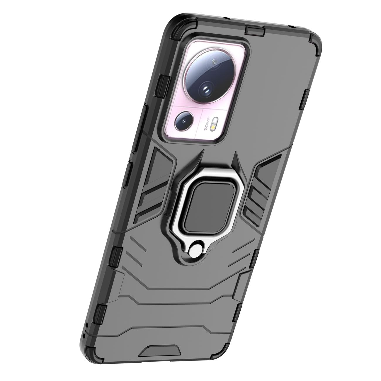 Ring Armor etui til Xiaomi 13 Lite panserdæksel magnetisk holder ring sort
