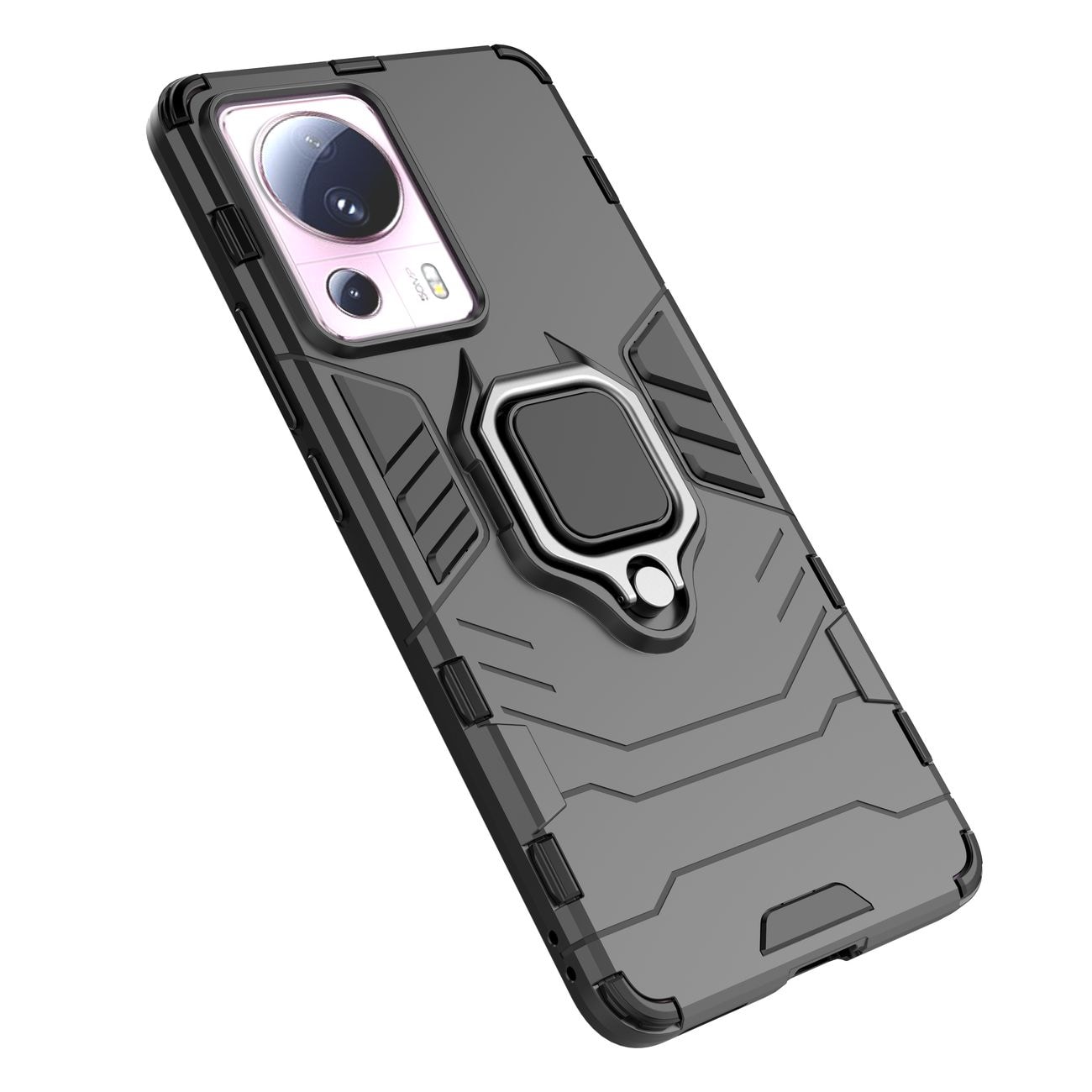 Ring Armor etui til Xiaomi 13 Lite panserdæksel magnetisk holder ring sort