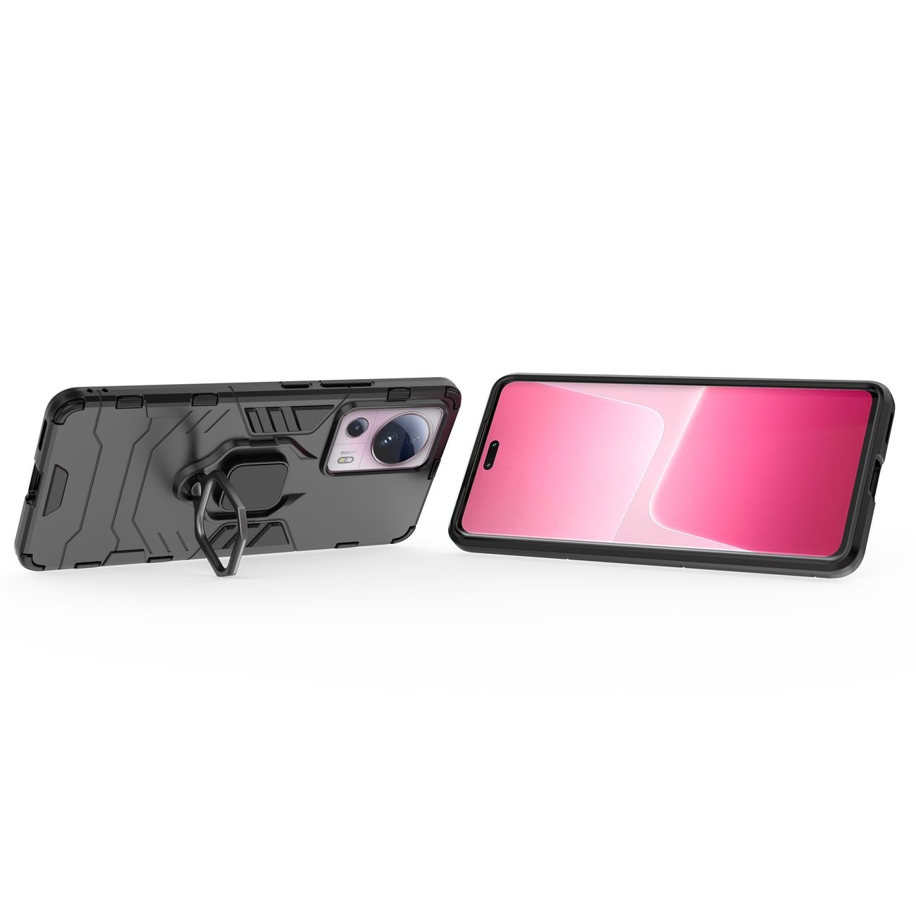 Ring Armor etui til Xiaomi 13 Lite panserdæksel magnetisk holder ring sort