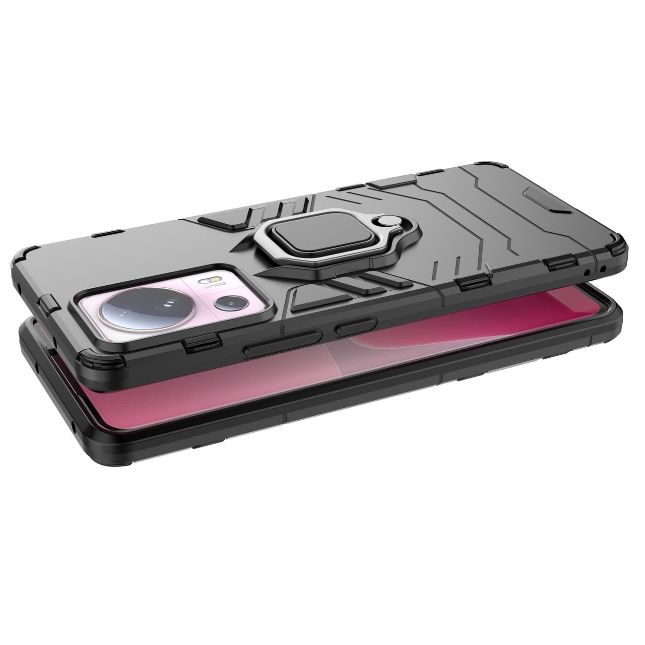 Ring Armor etui til Xiaomi 13 Lite panserdæksel magnetisk holder ring sort