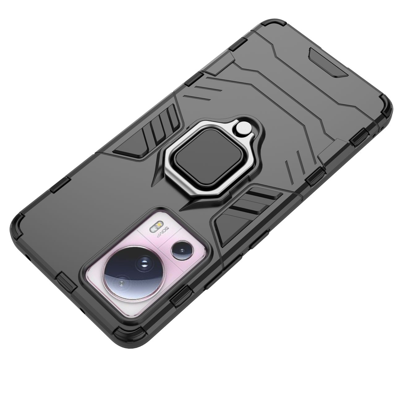 Ring Armor etui til Xiaomi 13 Lite panserdæksel magnetisk holder ring sort