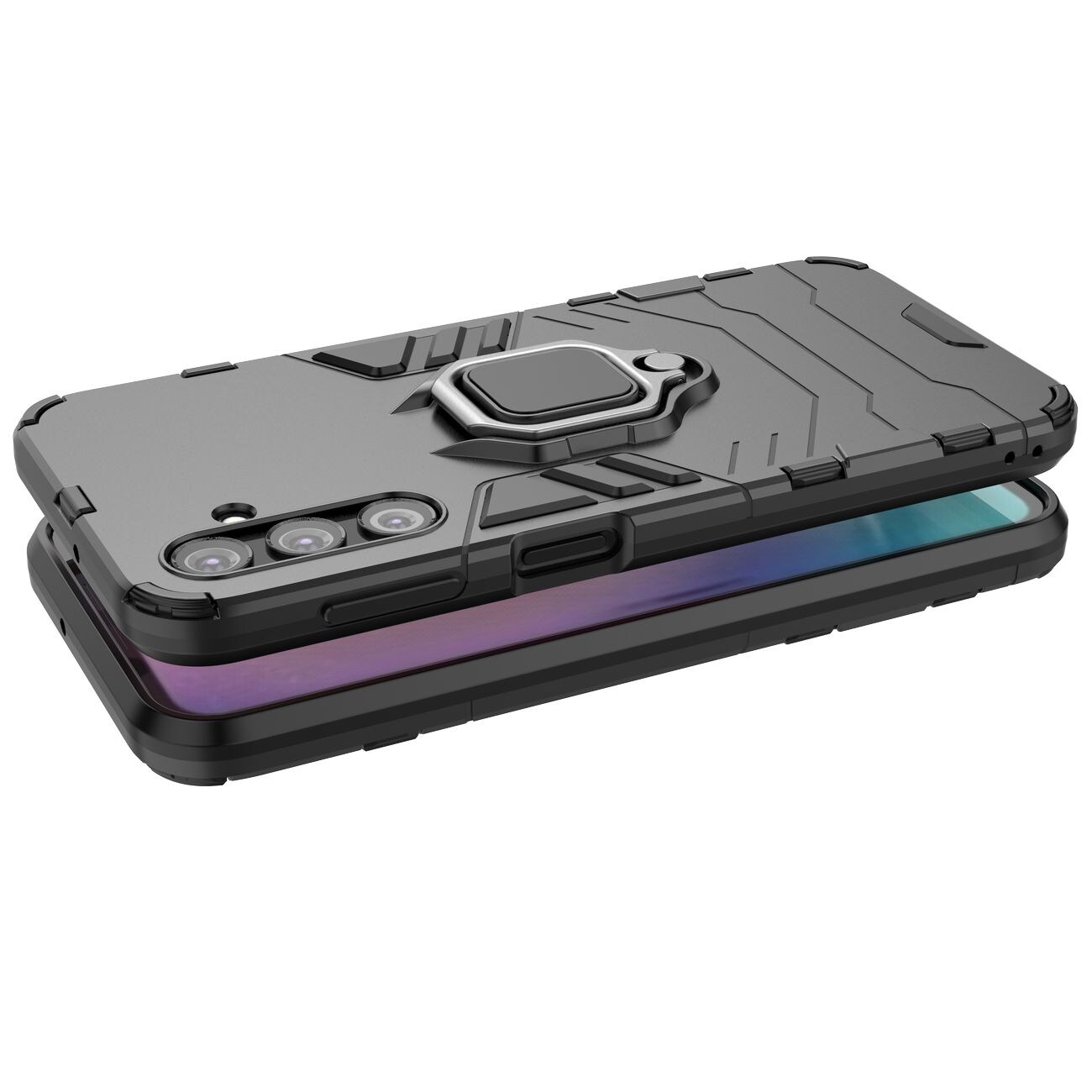 Ring Armor fodral för Samsung Galaxy A24 4G pansarskyddad täckning magnetisk hållare ring svart