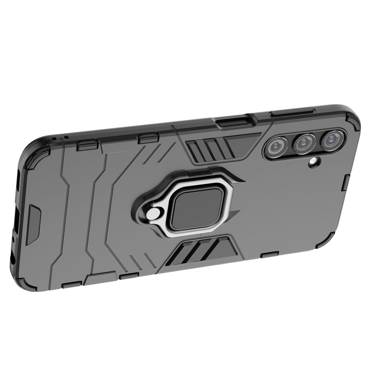 Ring Armor fodral för Samsung Galaxy A24 4G pansarskyddad täckning magnetisk hållare ring svart
