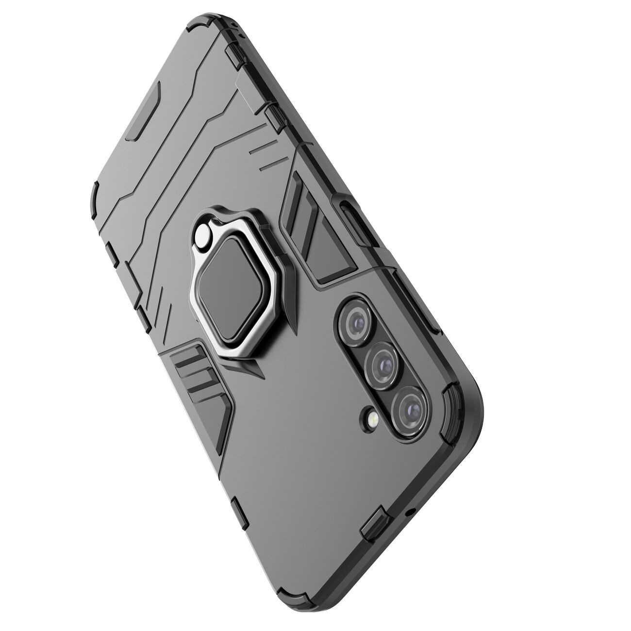 Ring Armor fodral för Samsung Galaxy A24 4G pansarskyddad täckning magnetisk hållare ring svart