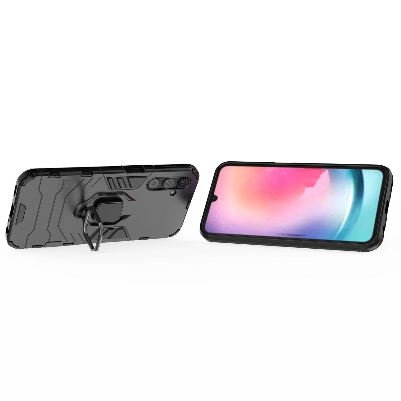 Ring Armor fodral för Samsung Galaxy A24 4G pansarskyddad täckning magnetisk hållare ring svart