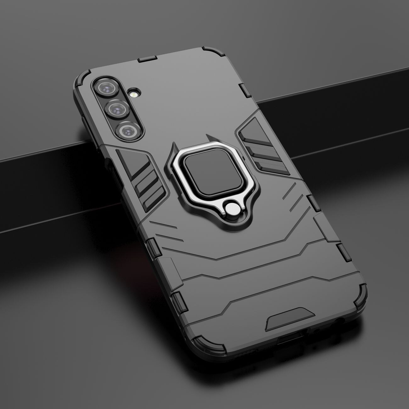 Ring Armor fodral för Samsung Galaxy A24 4G pansarskyddad täckning magnetisk hållare ring svart