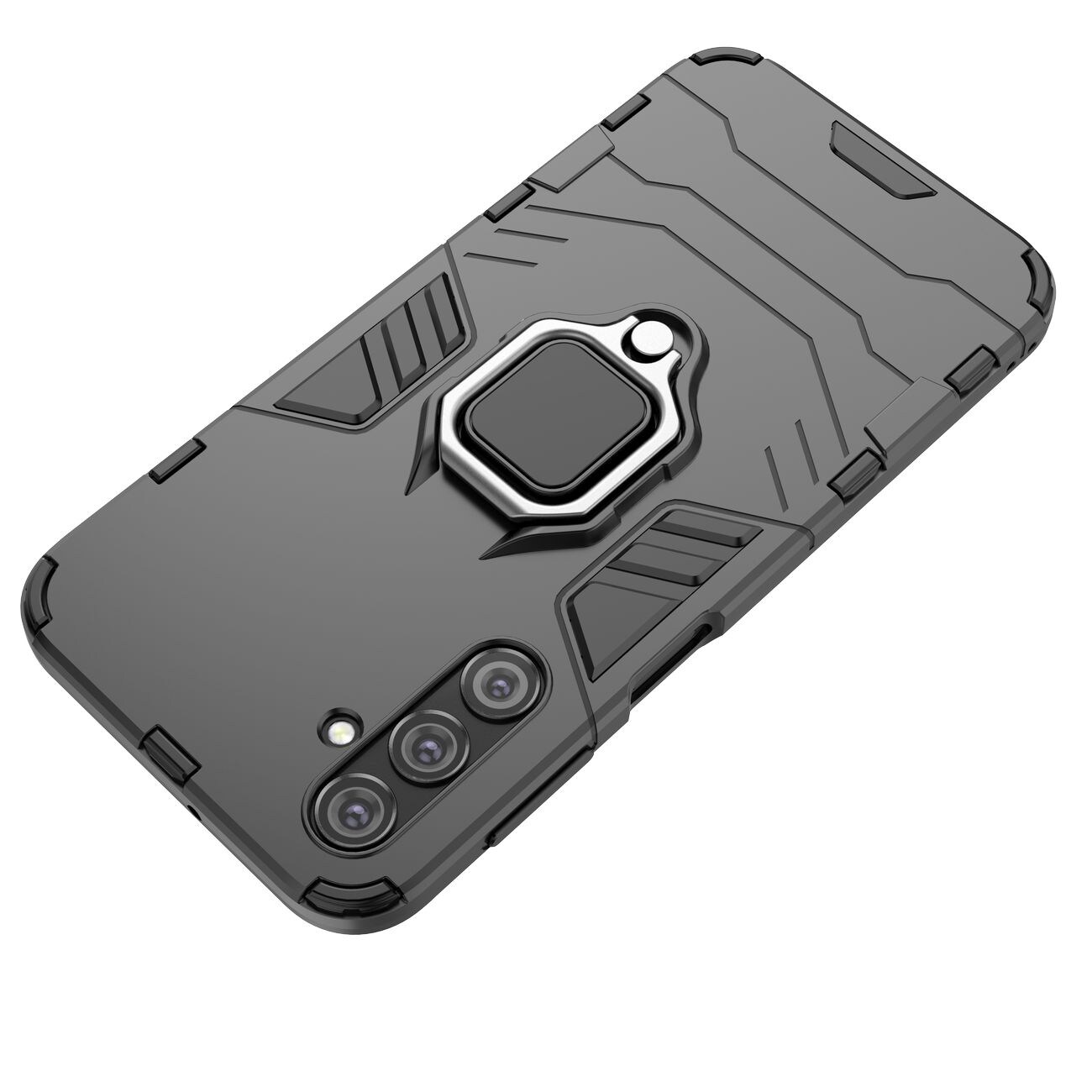 Ring Armor fodral för Samsung Galaxy A24 4G pansarskyddad täckning magnetisk hållare ring svart