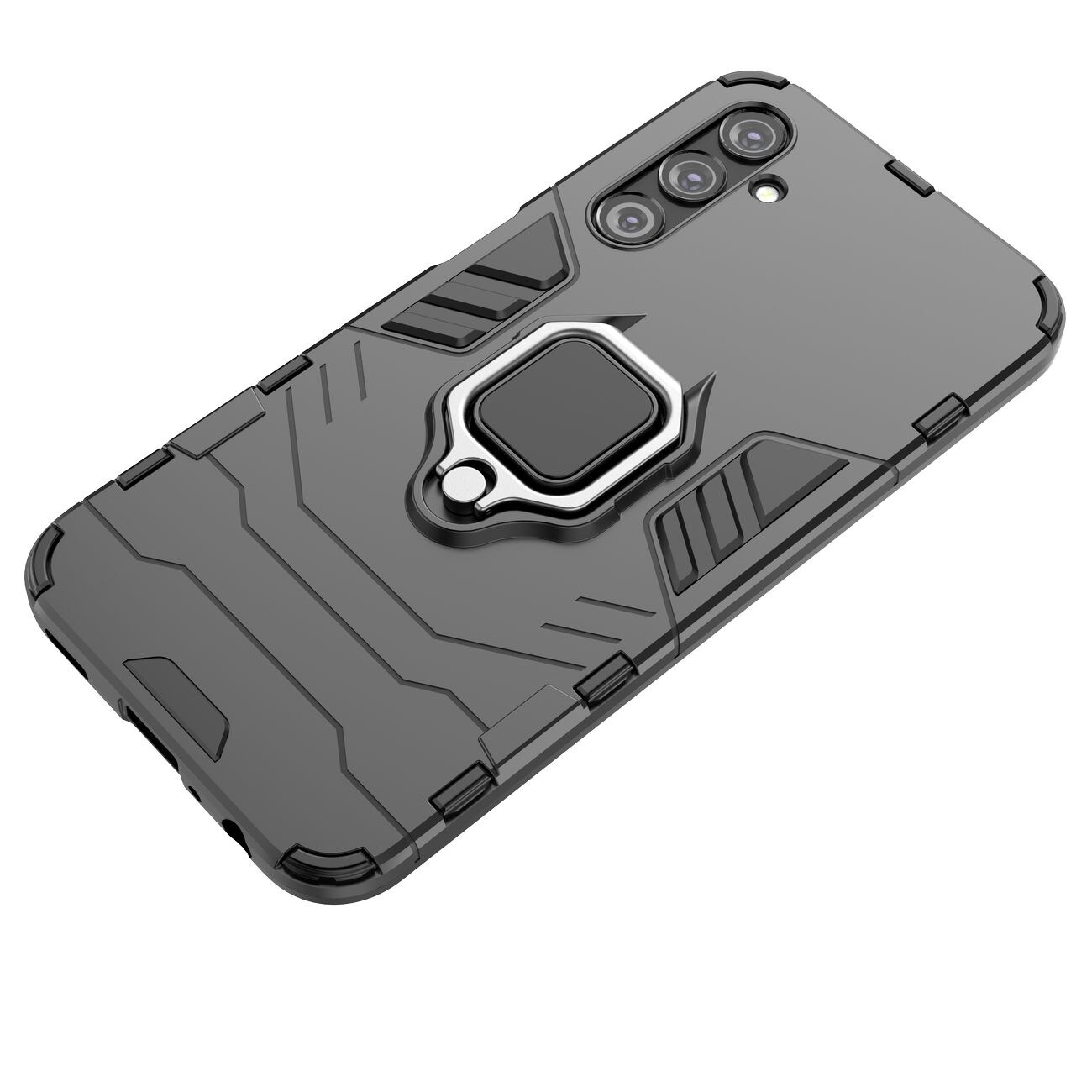 Ring Armor fodral för Samsung Galaxy A24 4G pansarskyddad täckning magnetisk hållare ring svart