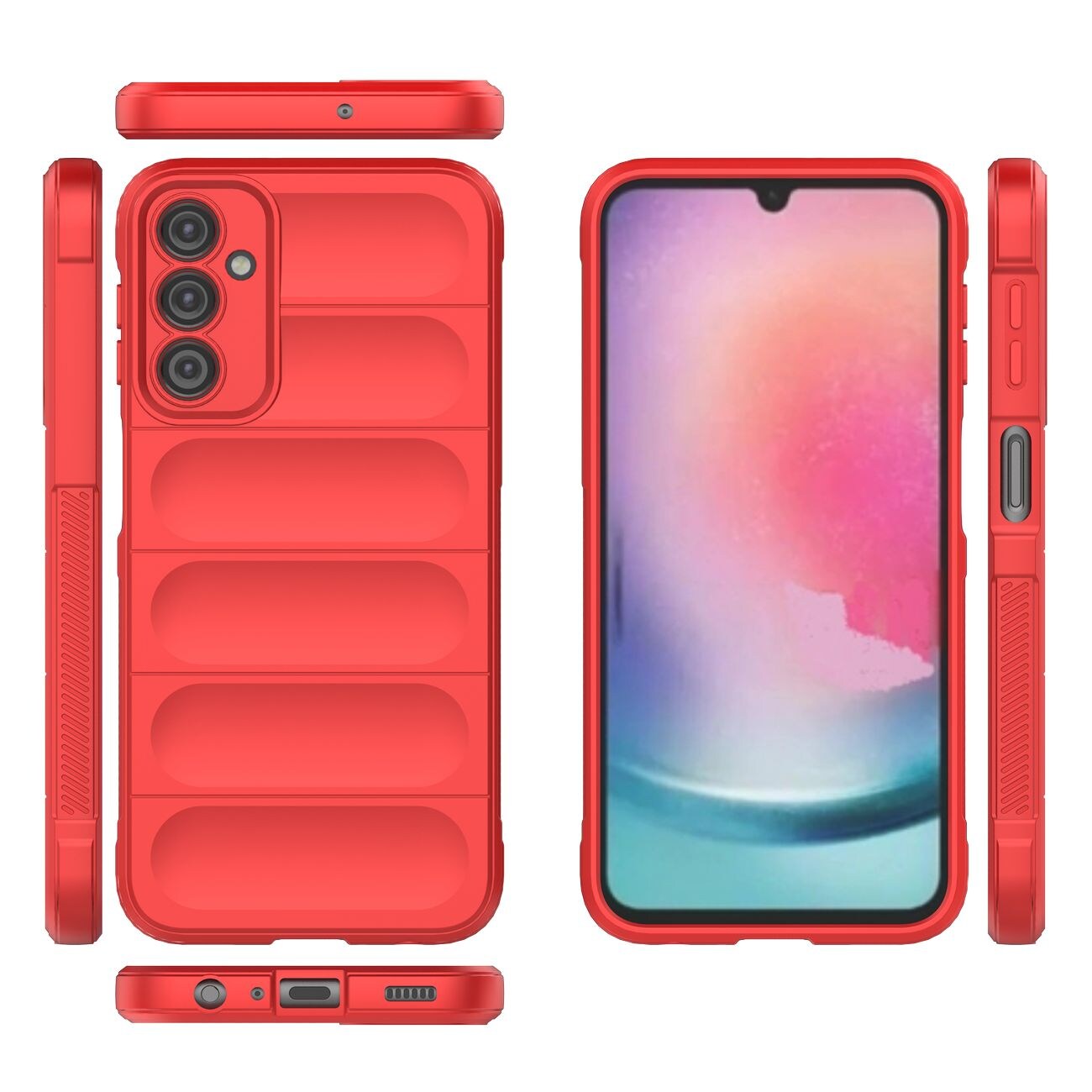 Magic Shield Fodral för Samsung Galaxy A24 4G flexibelt pansarskydd röd