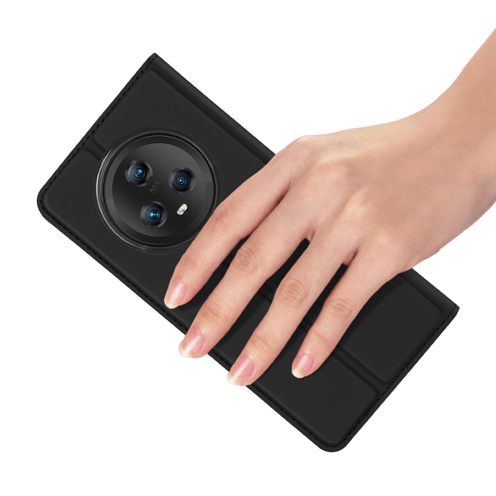 Dux Ducis Skin Pro-etui til Honor Magic5 flip cover kort tegnebog stativ sort