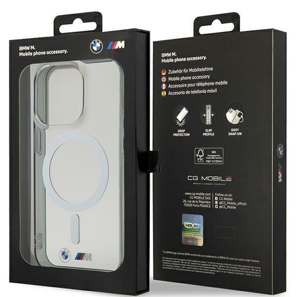 Fodral BMW BMHMP14XHCRS iPhone 14 Pro Max 6,7" transparent hårdplastfodral Silver Ring MagSafe