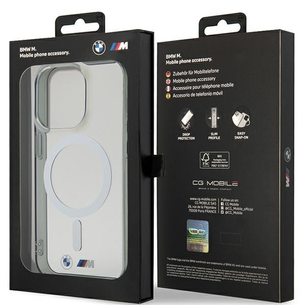 Kuffert BMW BMHMP14LHCRS iPhone 14 Pro 6,1" gennemsigtig hardcase Silver Ring MagSafe