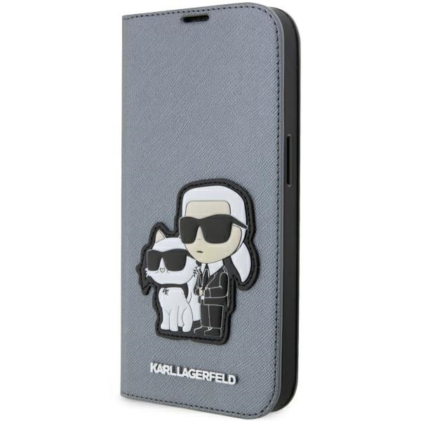 Karl Lagerfeld KLBKP14XSANKCPG iPhone 14 Pro Max 6.7" Silver Saffiano Book Case Karl & Choupette