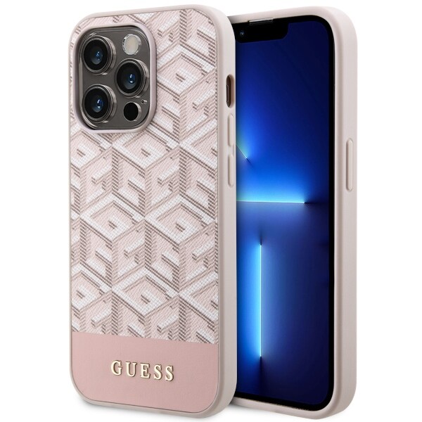 Guess GUHMP14LHGCFSEP iPhone 14 Pro 6,1" rosa/rosa hårt fodral GCube Stripes MagSafe