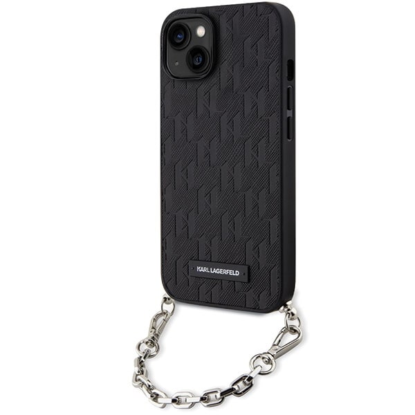Karl Lagerfeld KLHCP14SSACKLHPK iPhone 14 6,1" svart/svart hård väska Saffiano Monogram Chain