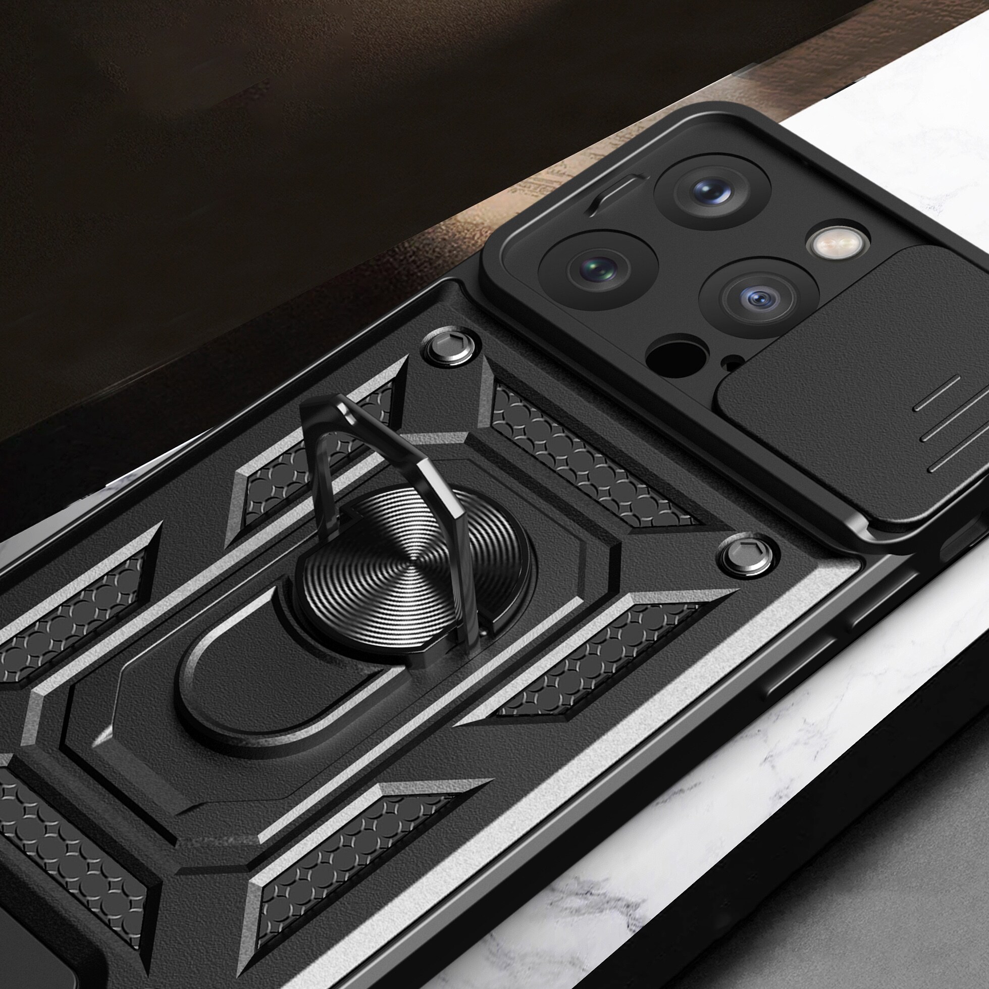 Hybrid Armor Camshield iPhone 15 Pro-fodral med kickstand och kameraskydd - Blå