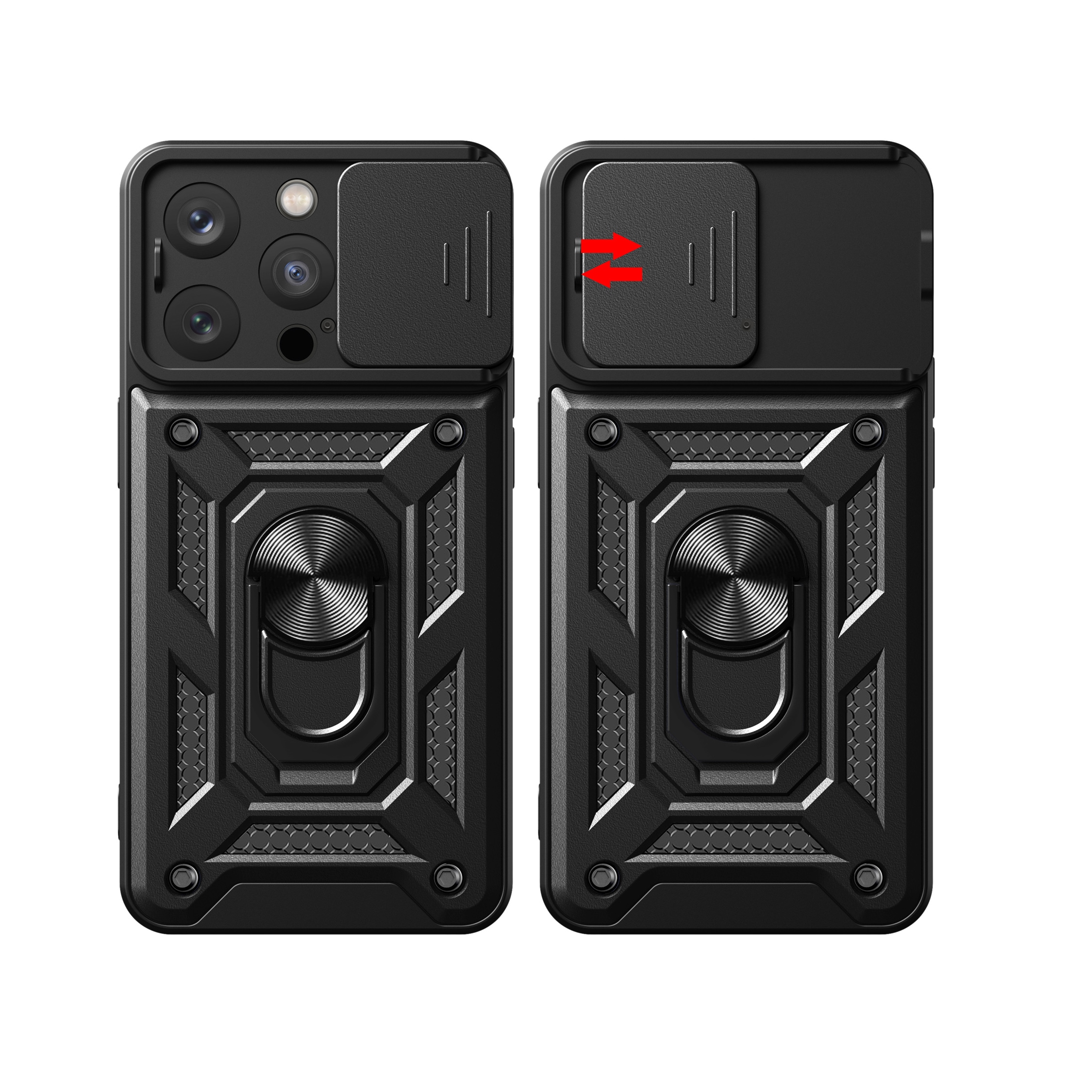 Hybrid Armor Camshield iPhone 15 Pro-fodral med kickstand och kameraskydd - Blå
