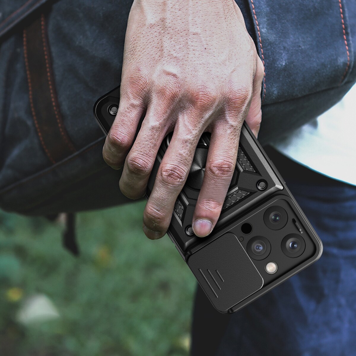 Hybrid Armor Camshield iPhone 15 Pro-fodral med kickstand och kameraskydd - Blå
