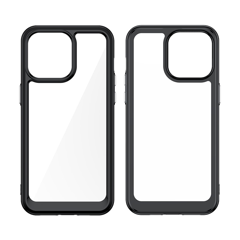 Förstärkt fodral med en flexibel ram för iPhone 15 Pro Outer Space - röd
