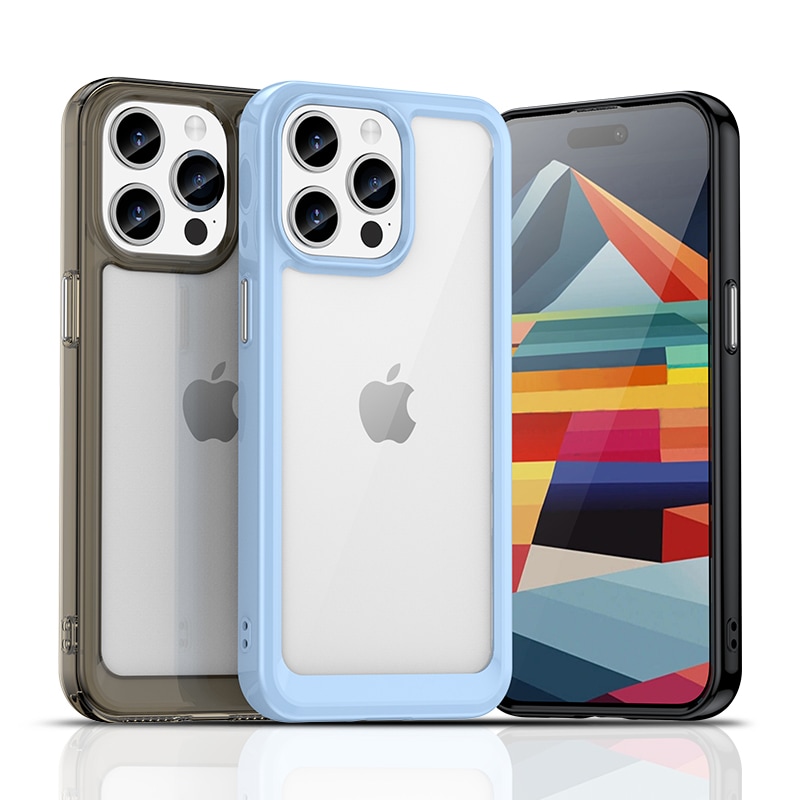 Förstärkt fodral med flexibel ram för iPhone 15 Pro Outer Space - blå