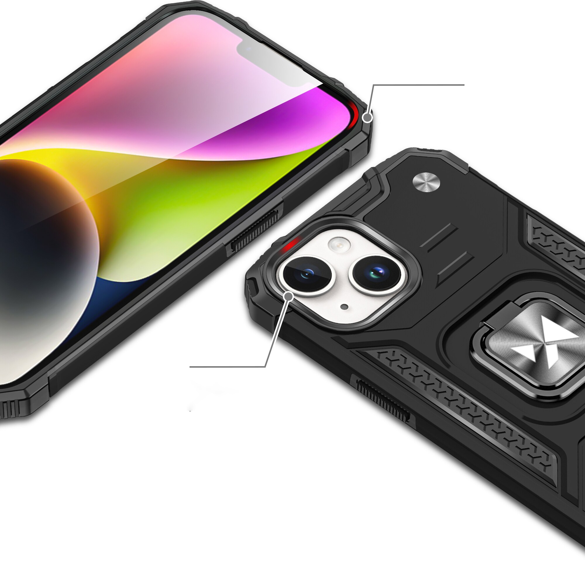 Wozinsky Ring Armor iPhone 15 Plus iPhone 15 Plus Ring Armor Fodral - Blå