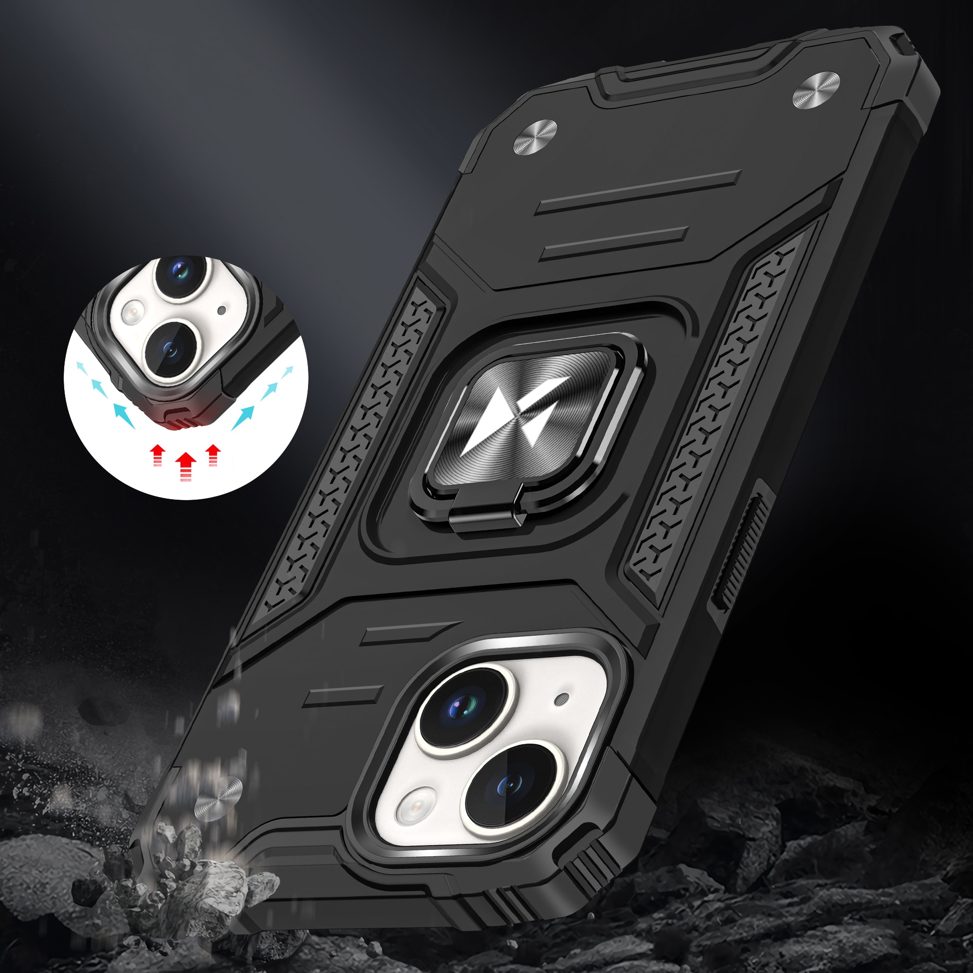 Wozinsky Ring Armor iPhone 15 Plus iPhone 15 Plus Ring Armor Fodral - Röd