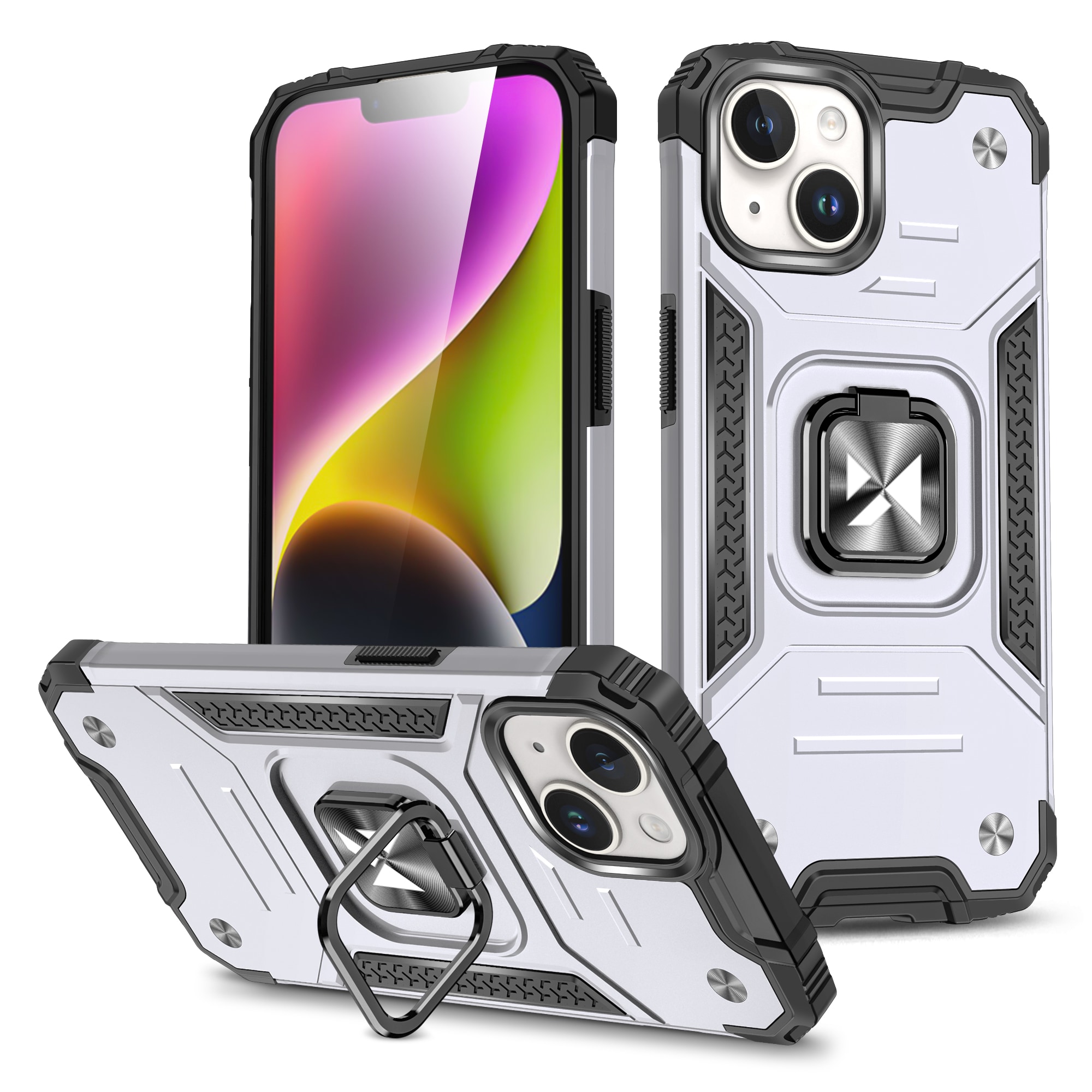 Wozinsky Ring Armor iPhone 15 Plus iPhone 15 Plus Ring Armor Fodral - Silver
