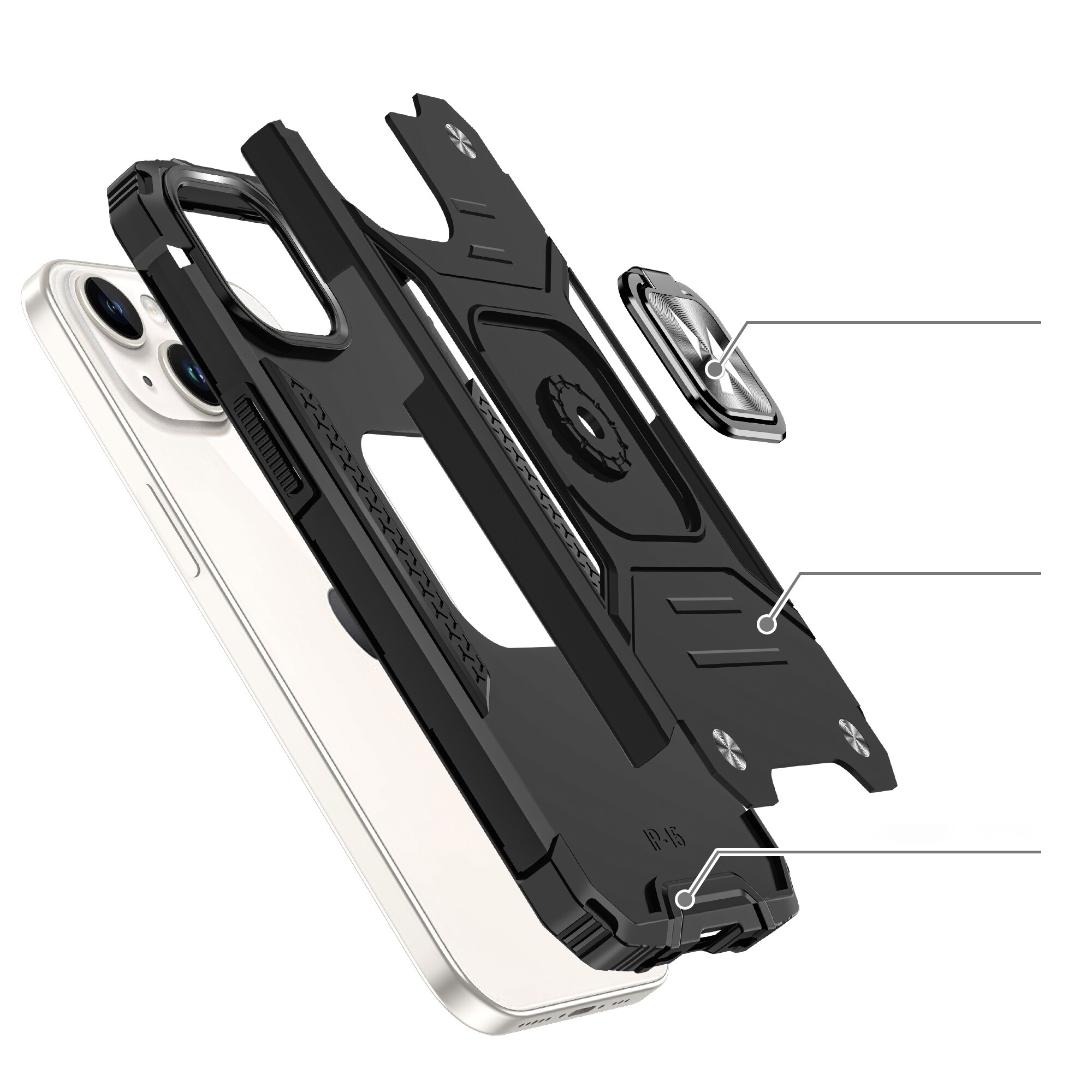 Wozinsky Ring Armor iPhone 15 Plus iPhone 15 Plus Ring Armor Fodral - Silver