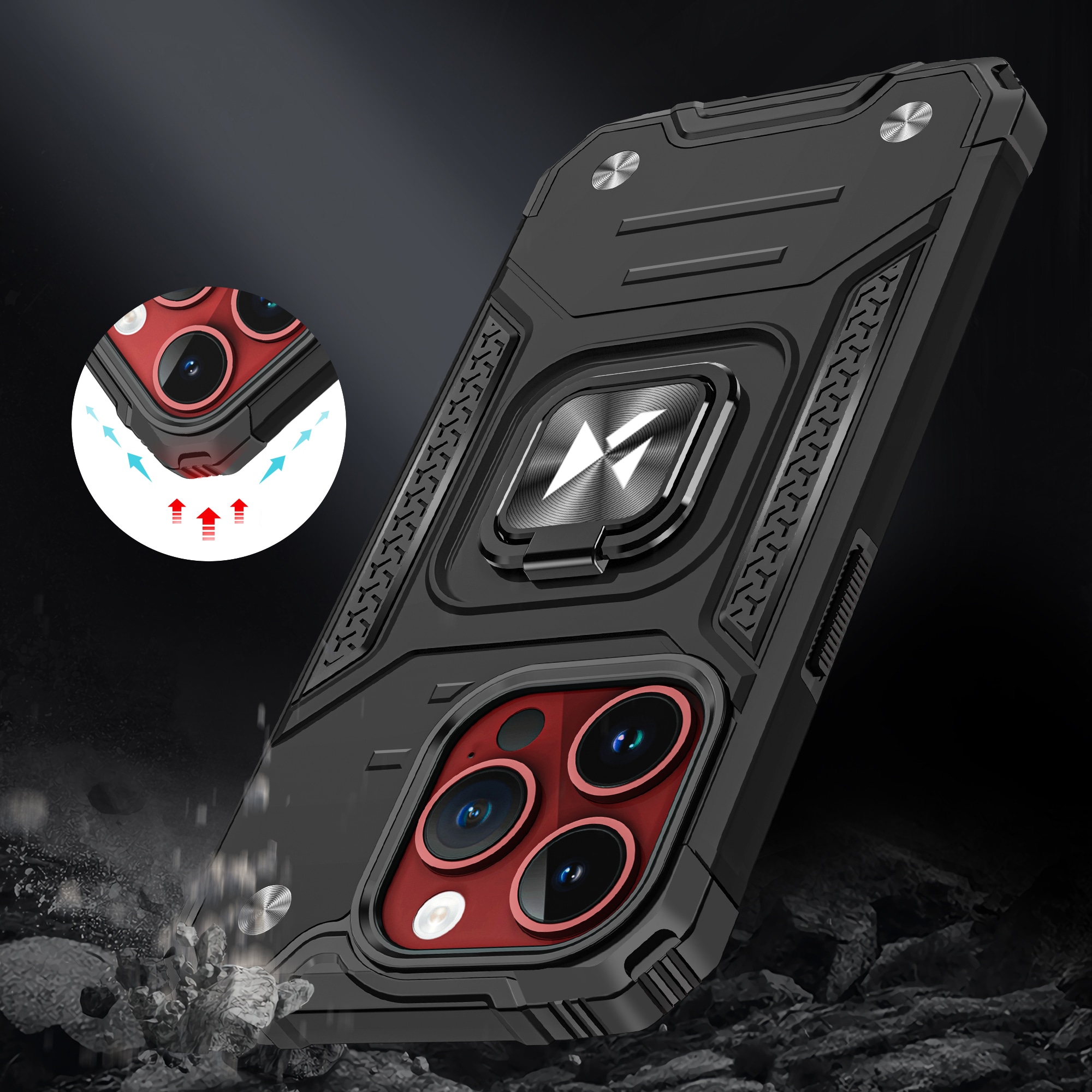 Wozinsky Ring Armor iPhone 15 Pro iPhone 15 Pro Ring Armor Fodral - Guld