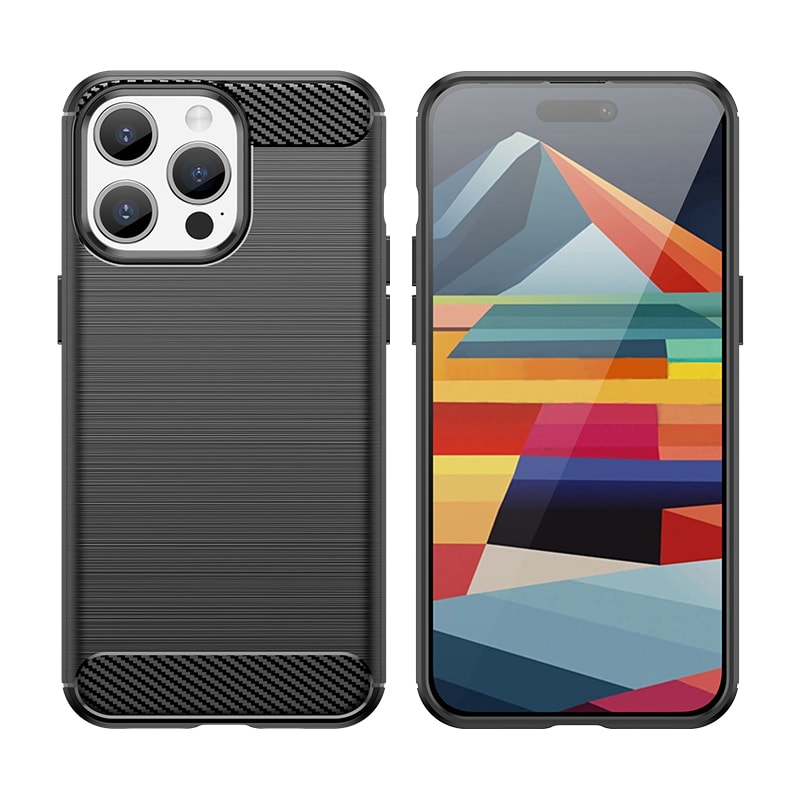 Flexibelt fodral i kolfibermönster för iPhone 15 Pro Carbon Case - blå